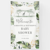 サファリ葉パームカップル赤ちゃんシャワー歓迎 横断幕 (縦)