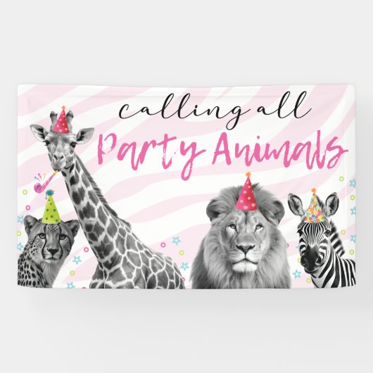 サファリ誕生日すべての動物を呼び出す 横断幕 (横)