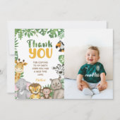 サファリ誕生日アニマルジャングルワイルドワンとブツ サンキューカード (正面)