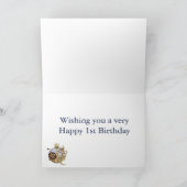 サファリ誕生日インブルーテンプレート カード (内部)