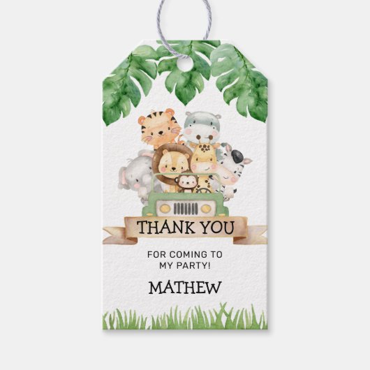 サファリ誕生日サンキューメッセージカード ギフトタグ (正面)