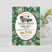 サファリ誕生日パーティーの動物たち,野生のトラックのジャングル 招待状 (スタンド正面)