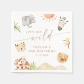 サファリ誕生日パーティー スタンダードカクテルナプキン (正面)