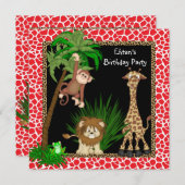 サファリ誕生日パーティー 招待状 (正面/裏面)