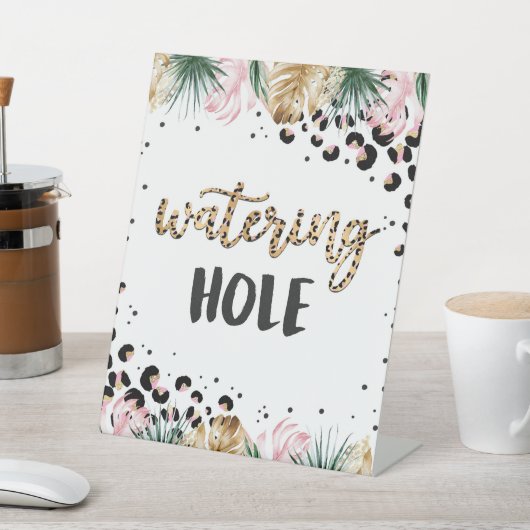 サファリ誕生日ヒョウ印刷ウォーターリングホール 台座サイン (インサイチュ)