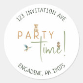 サファリ誕生日差出人住所封筒用シール ラウンドシール (正面)