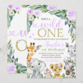 サファリ誕生日招待状ワイルドワン招待状 招待状 (正面/裏面)