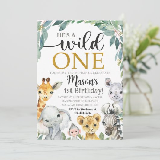 サファリ誕生日招待状ワイルドワン招待状 招待状 (スタンド正面)