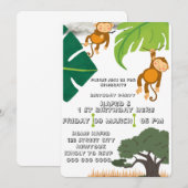 サファリ誕生日招待状ワイルドワン誕生日ボーイ 招待状 (正面/裏面)