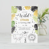 サファリ誕生日招待状動物園の野生のジャングル動物 招待状 (スタンド正面)