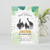 サファリ誕生日招待状動物園ワイルドジャングル動物 招待状 (スタンド正面)