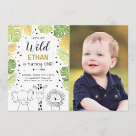サファリ誕生日招待状動物園ワイルドジャングル動物 招待状