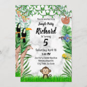 サファリ誕生日招待状 – ジャングルバースデーパーティー 招待状 (正面/裏面)
