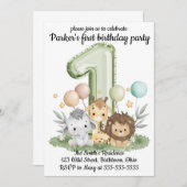 サファリ誕生日招待状 セーブザデート (正面/裏面)