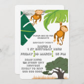 サファリ誕生日招待状、ワイルドワン誕生日ボーイ セーブザデート (正面/裏面)