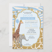 サファリ誕生日招待状 – 青 招待状 (正面)
