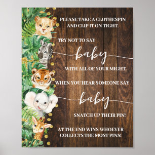サファリ語らないベビーシャワーゲーム ポスター