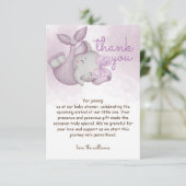 サファリ象のベビーガールシャワー サンキューカード (スタンド正面)