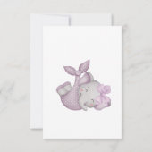 サファリ象のベビーガールシャワー サンキューカード (裏面)