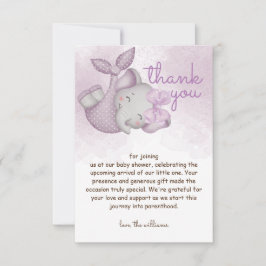 サファリ象のベビーガールシャワー サンキューカード