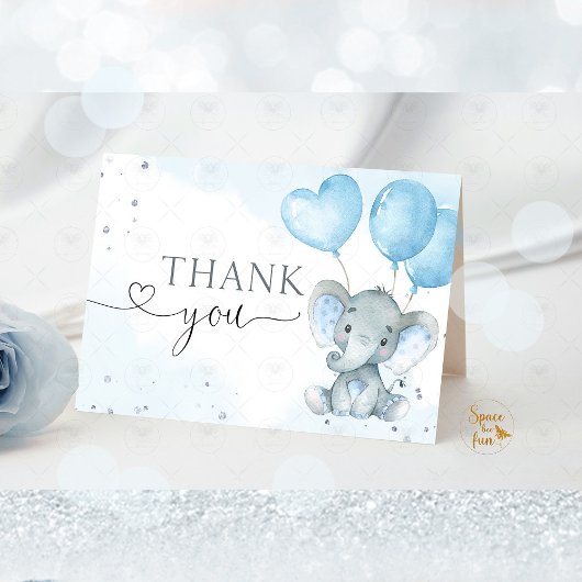 サファリ象の折り畳みサンキューカード赤ちゃんシャワー サンキューカード