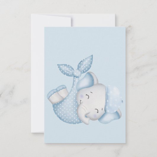 サファリ象の男の赤ちゃんシャワー サンキューカード (裏面)