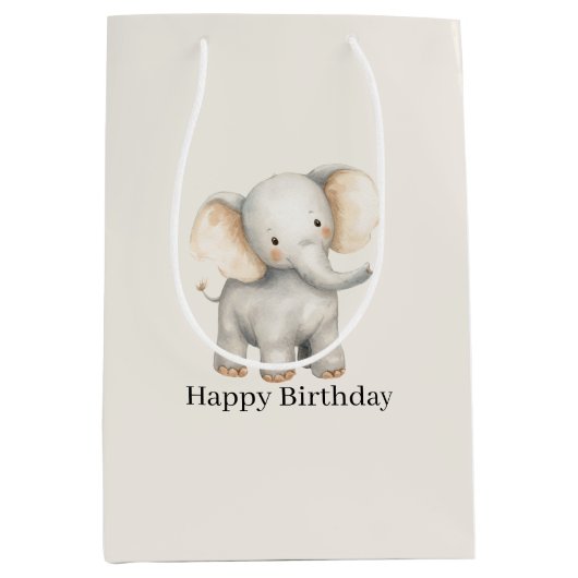サファリ象の誕生日 ミディアムペーパーバッグ (正面)
