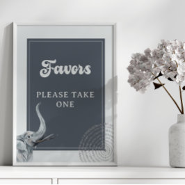 サファリ象の赤ちゃんシャワーの好意サイン ポスター