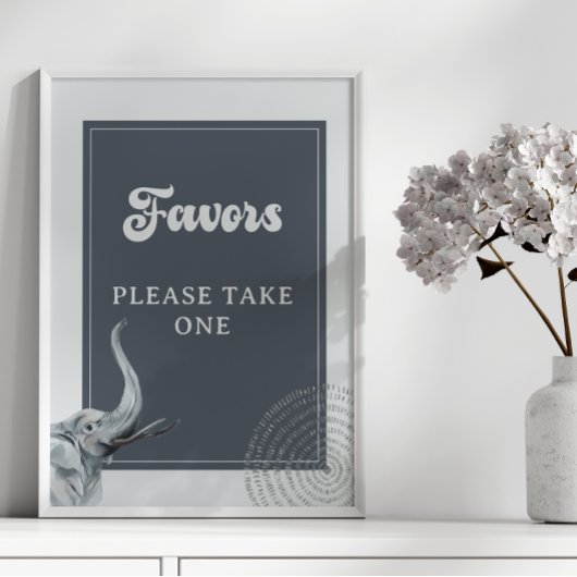 サファリ象の赤ちゃんシャワーの好意サイン ポスター