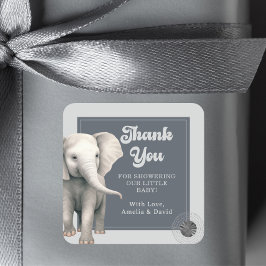 サファリ象の赤ちゃんシャワーシール スクエアシール