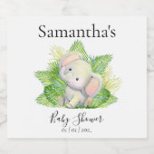 サファリ象の赤ちゃんシャワーワインラベル スパークリングワインラベル (シングルラベル)