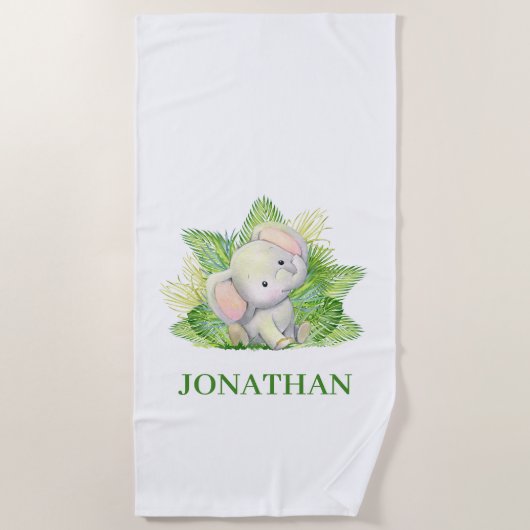 サファリ象 ビーチタオル (正面)