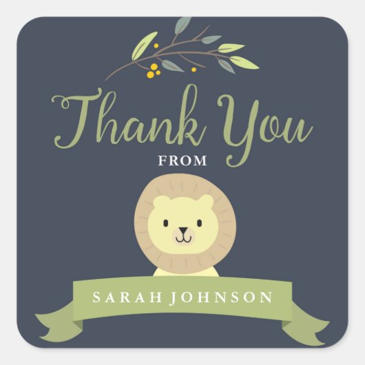 サファリ赤ちゃんシャワーありがとうシール スクエアシール (正面)