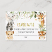 サファリ赤ちゃんシャワーおむつラッフルカード エンクロージャーカード (正面)