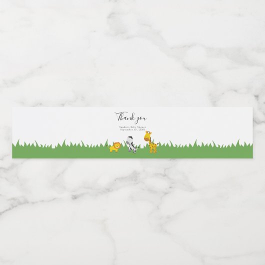 サファリ赤ちゃんシャワーかわいいジャングル動物ニュートラルスクー ペットボトルラベル (シングルラベル)