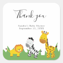 サファリ赤ちゃんシャワーかわいいジャングル動物ニュートラル スクエアシール