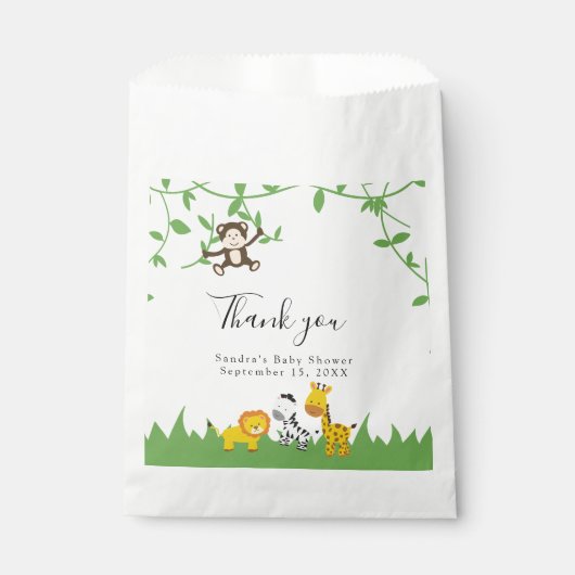 サファリ赤ちゃんシャワーかわいいジャングル動物ニュートラル フェイバーバッグ (正面)