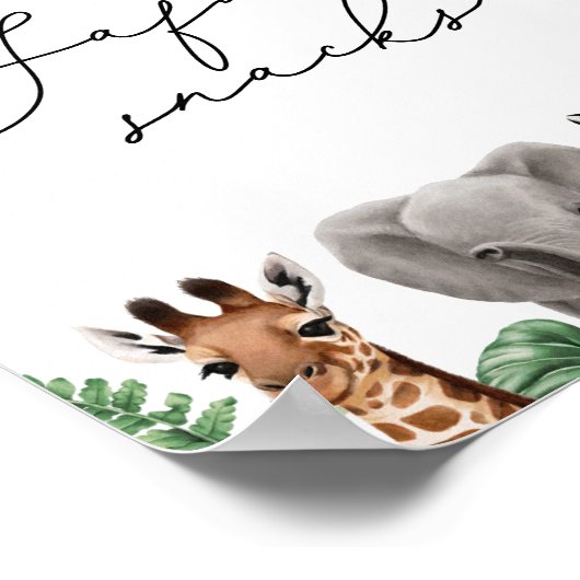 サファリ赤ちゃんシャワーサファリスナックフードサイン ポスター (角)