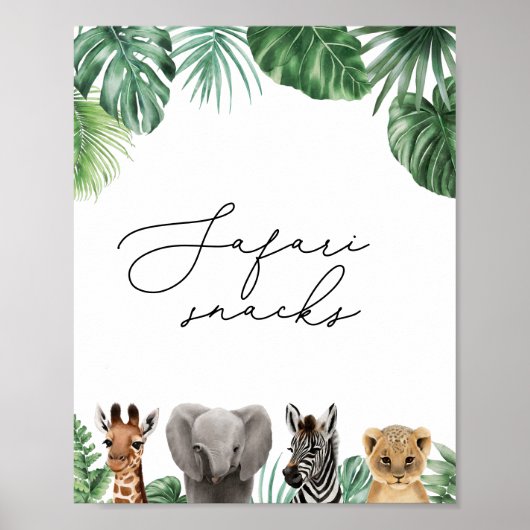 サファリ赤ちゃんシャワーサファリスナックフードサイン ポスター (正面)