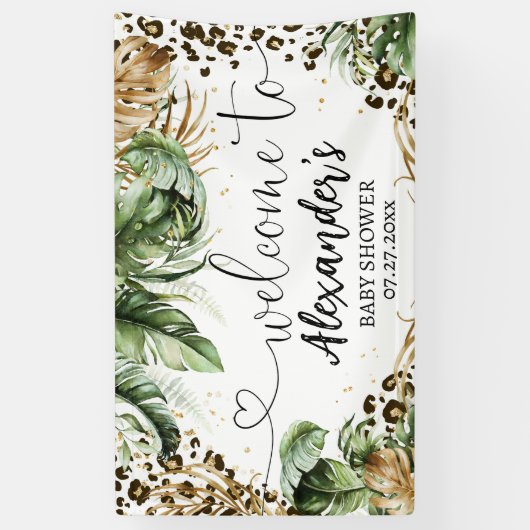 サファリ赤ちゃんシャワーヒョウ男の子の背景バナー 横断幕 (縦)