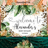 サファリ赤ちゃんシャワーヒョウ男の子の背景バナー 横断幕