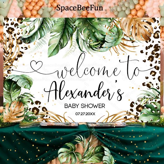 サファリ赤ちゃんシャワーヒョウ男の子の背景バナー 横断幕