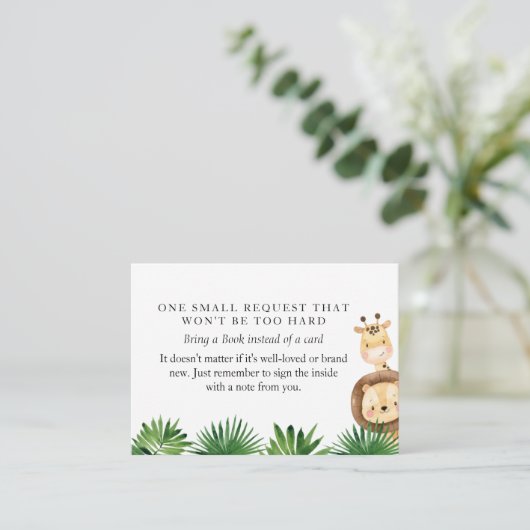 サファリ赤ちゃんシャワーブックリクエストエンクロージャカード エンクロージャーカード (スタンド正面)
