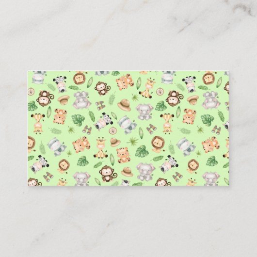 サファリ赤ちゃんシャワーブックリクエストエンクロージャカード 名刺 (裏面)