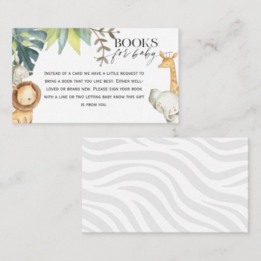 サファリ赤ちゃんシャワーベビー挿入カード エンクロージャーカード (正面/裏面)