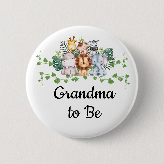 サファリ赤ちゃんシャワーボタン 缶バッジ (正面)