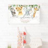 サファリ赤ちゃんシャワー女の子バックドランドバナーウェルカムシィ 横断幕 (インサイチュ)