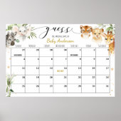 サファリ赤ちゃんシャワー推定期日カレンダーポスター ポスター (正面)
