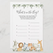 サファリ赤ちゃんシャワー推測バッグゲームの内容 (正面/裏面)