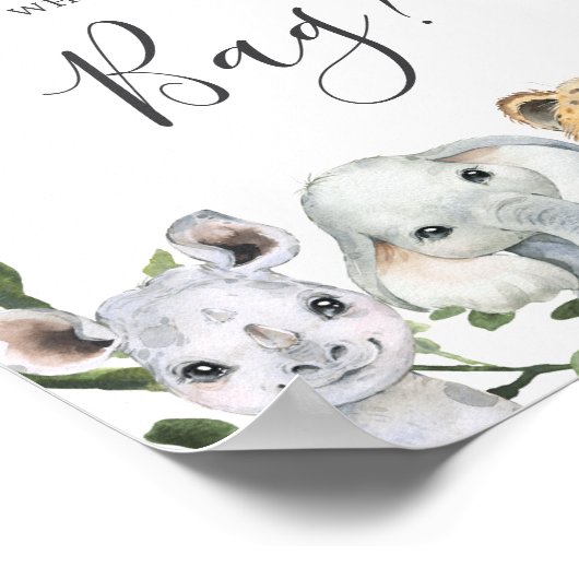 サファリ赤ちゃんシャワー推測バッグゲームの内容 ポスター (角)